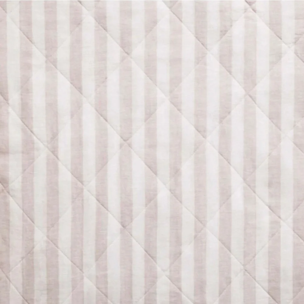 BROOKLINEN || Standard Reversible Linen Quilted Shams Set Pebble Grey Stripe